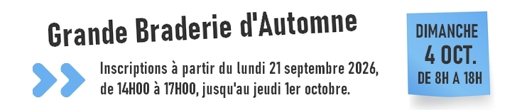 Grande braderie d'automne : Dimanche 4 octobre de 8h à 18h en centre-ville